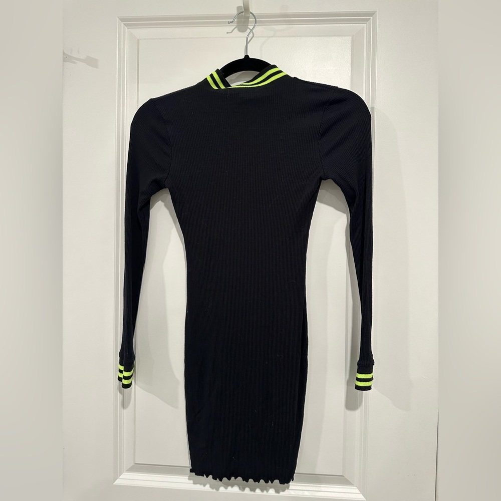 Black and Neon Longsleeve Bodycon Dress